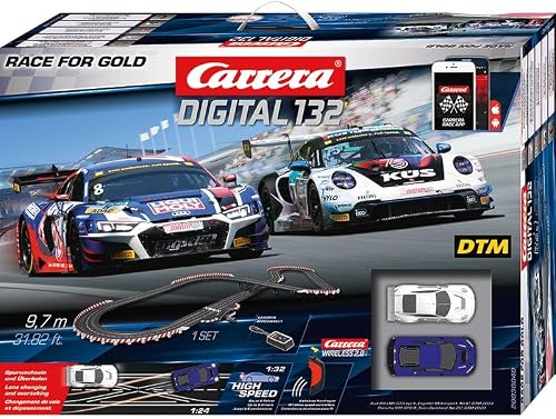 Carrera Digital 132 Race for Gold, 9,7 Meter, mit zwei DTM-Autos.
